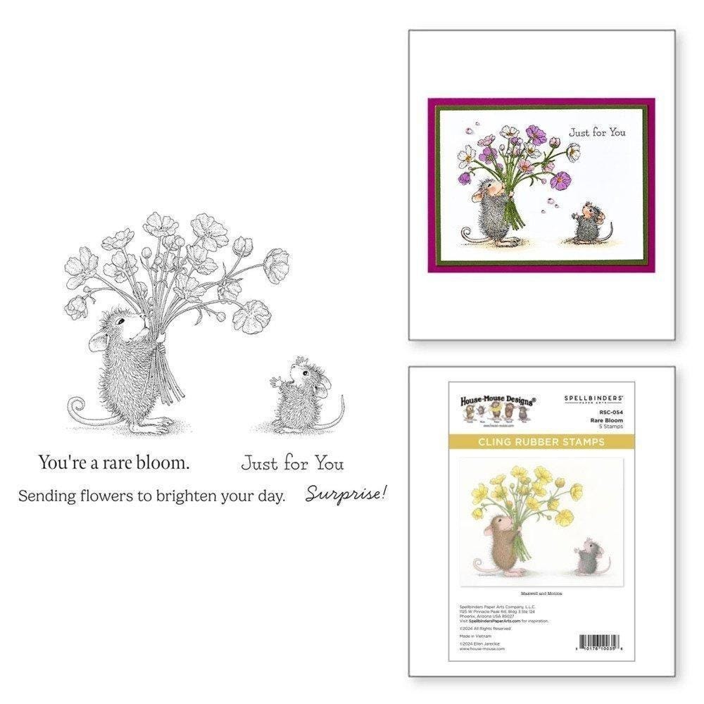 Spellbinders House-Mouse Designs Rare Bloom Cling Rubber Stamp Set RSC-054 5pc